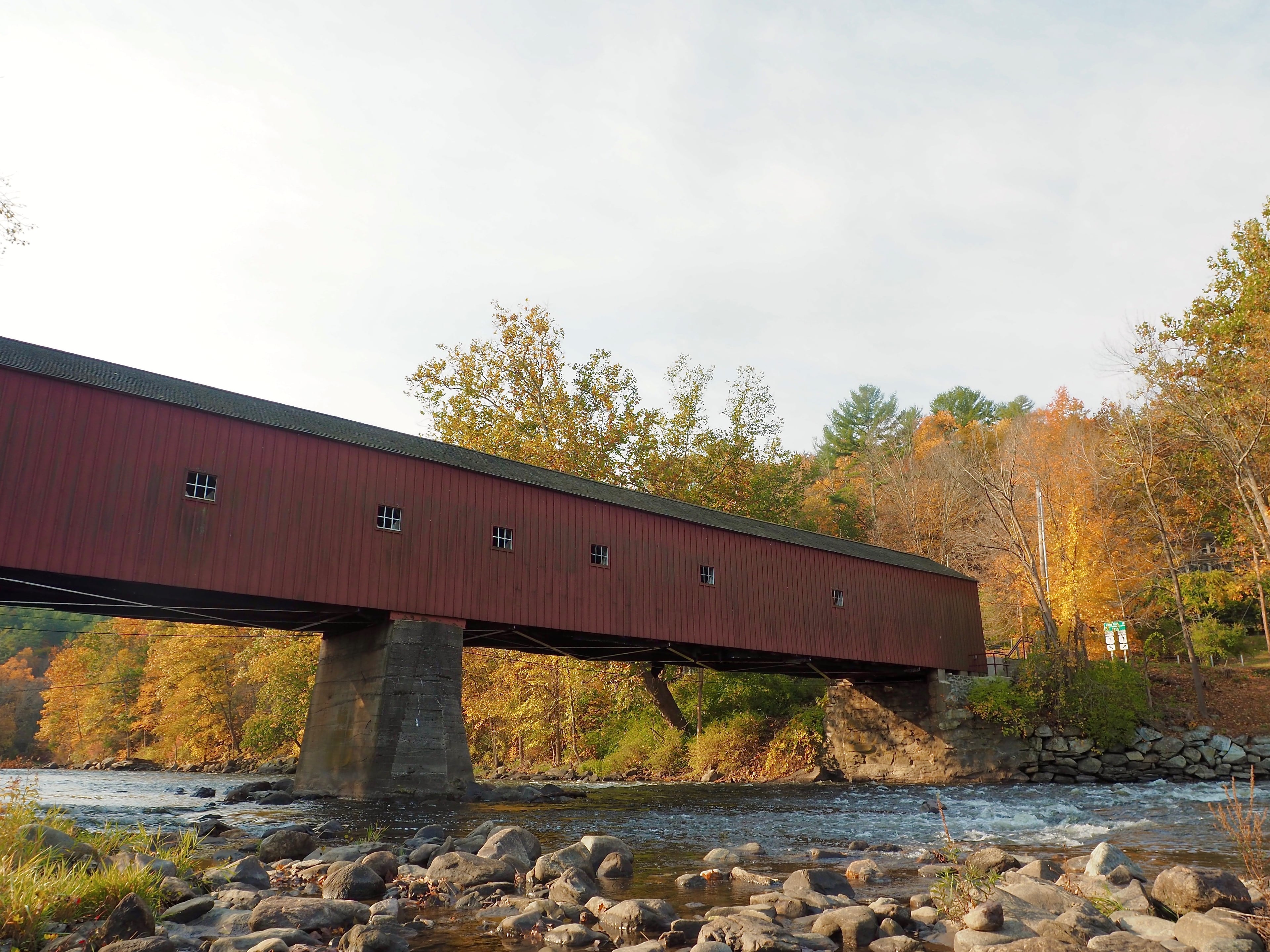 West Cornwall Covered Bridge over the Housatonic River in autumn
